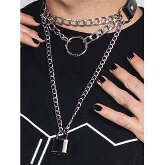 BUTIK RADIANT (KALUNG DAVE) Necklace chain ring o with padlock kalung aksesoris fashion metal   rock