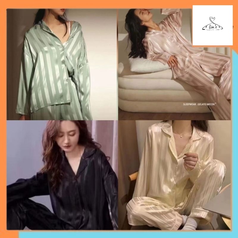 BAJU TIDUR EXCLUSIVE PIYAMA WANITA SATIN SUTRA ORGANIC TENCEL IMPORT MEWAH PREMIUM