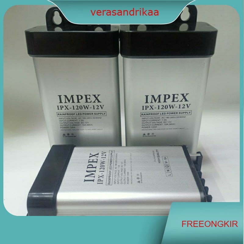 POWER SUPPLY RAINPROOF IMPEX 10A 120W DC 12V OUTDOOR