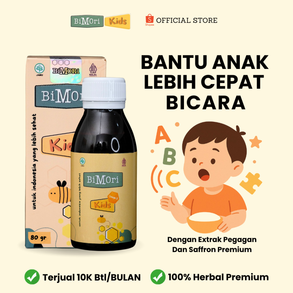 JUKISHOP Bimori Kids Vitamin Anak Cepat Bicara | Obat Terlambat Bicara | Nutrisi Kecerdasan Otak Mul