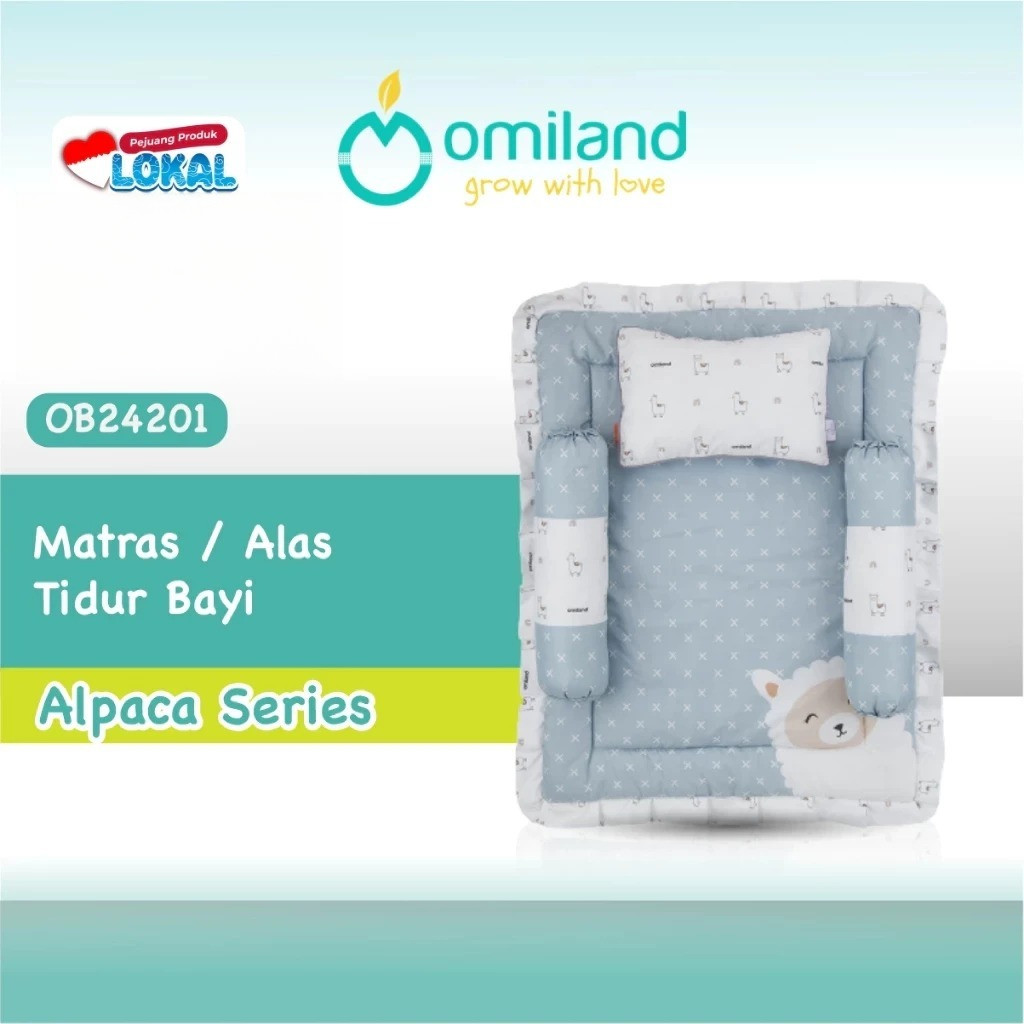 Omiland Matras Bayi Set Bantal dan Guling Motif Alpaca OB 24201