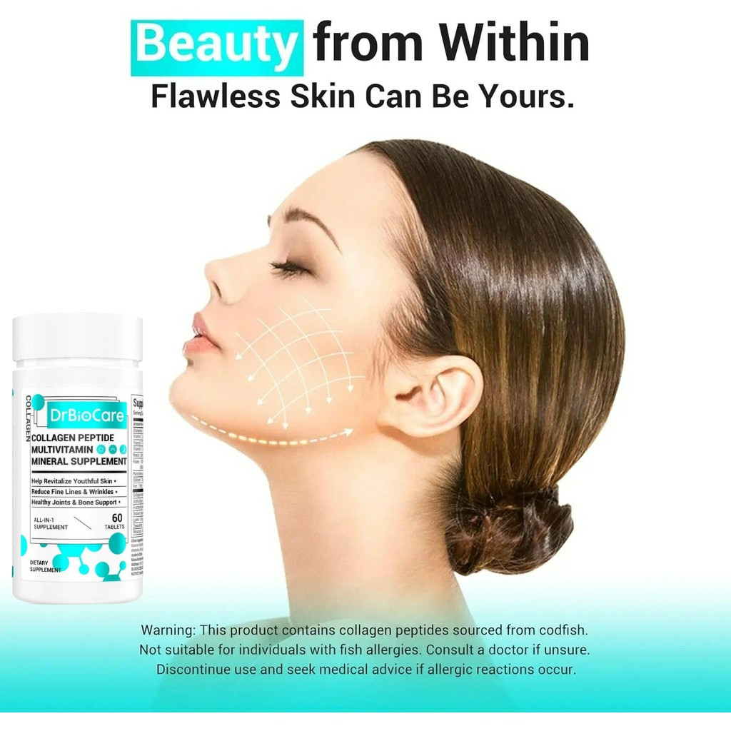 GLOW PEPTIDE Collagen + D3 and Probiotic Supplement - Healthy, Anti-Wrinkle & Naturally Bright Skin 