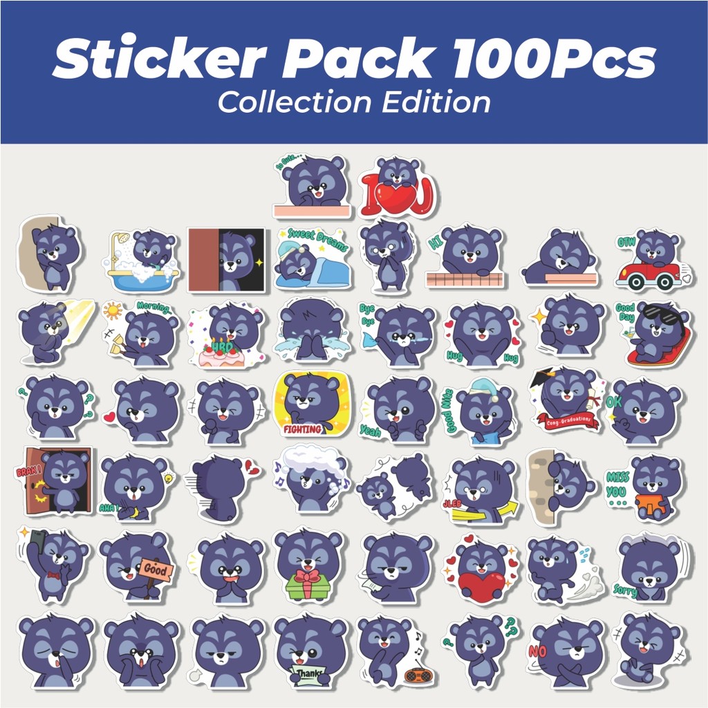 

Hot Stiker Black Bear Bao Bao Lucu Anti Air Stikers Berperekat Waterproof Sticker Decal Buat Motor Helm Buku Journal Koper Casing HP Laptop Botol Minum