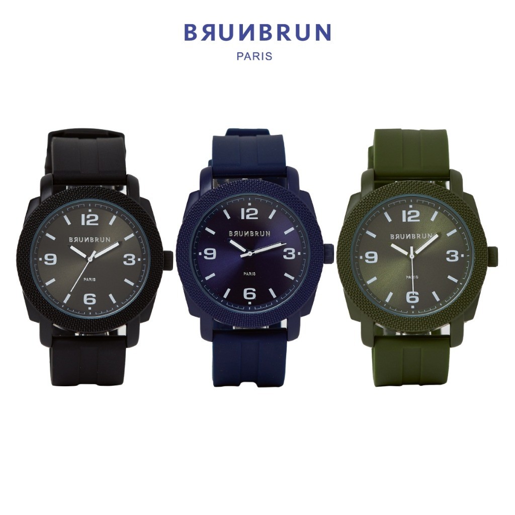 Jam Tangan Pria Theo Watch Brunbrun Paris - Tali Silikon Anti Air Free Box Original Berkualitas Terb