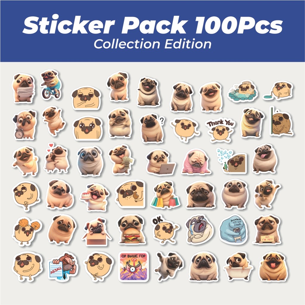

Hot Stiker Cute Pug Stickers Funny Dog V6 Lucu Anti Air Stikers Berperekat Waterproof Sticker Decal Buat Motor Helm Buku Journal Koper Casing HP Laptop Botol Minum