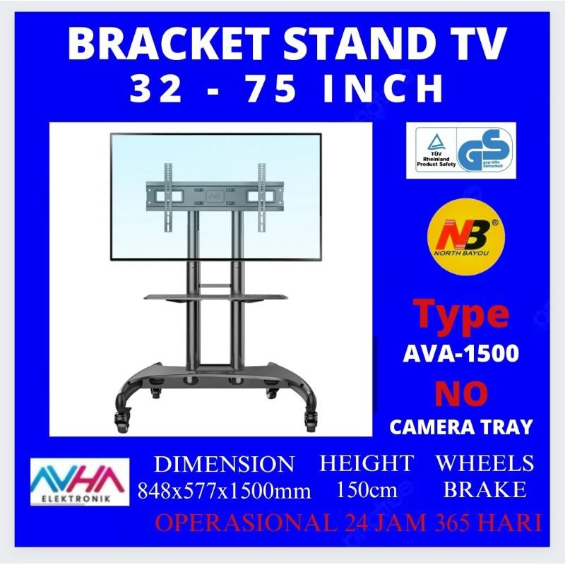 bracket stand tv | STANDING BRACKET tv 2 TIANG | SIZE 32 - 75 inch NB NORTH BAYOU