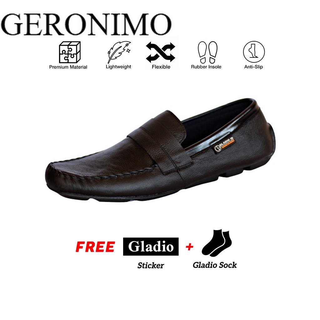 [ GERONIMO ] Sepatu Pria Gladio Slip On Kulit _ GLADIO RK
