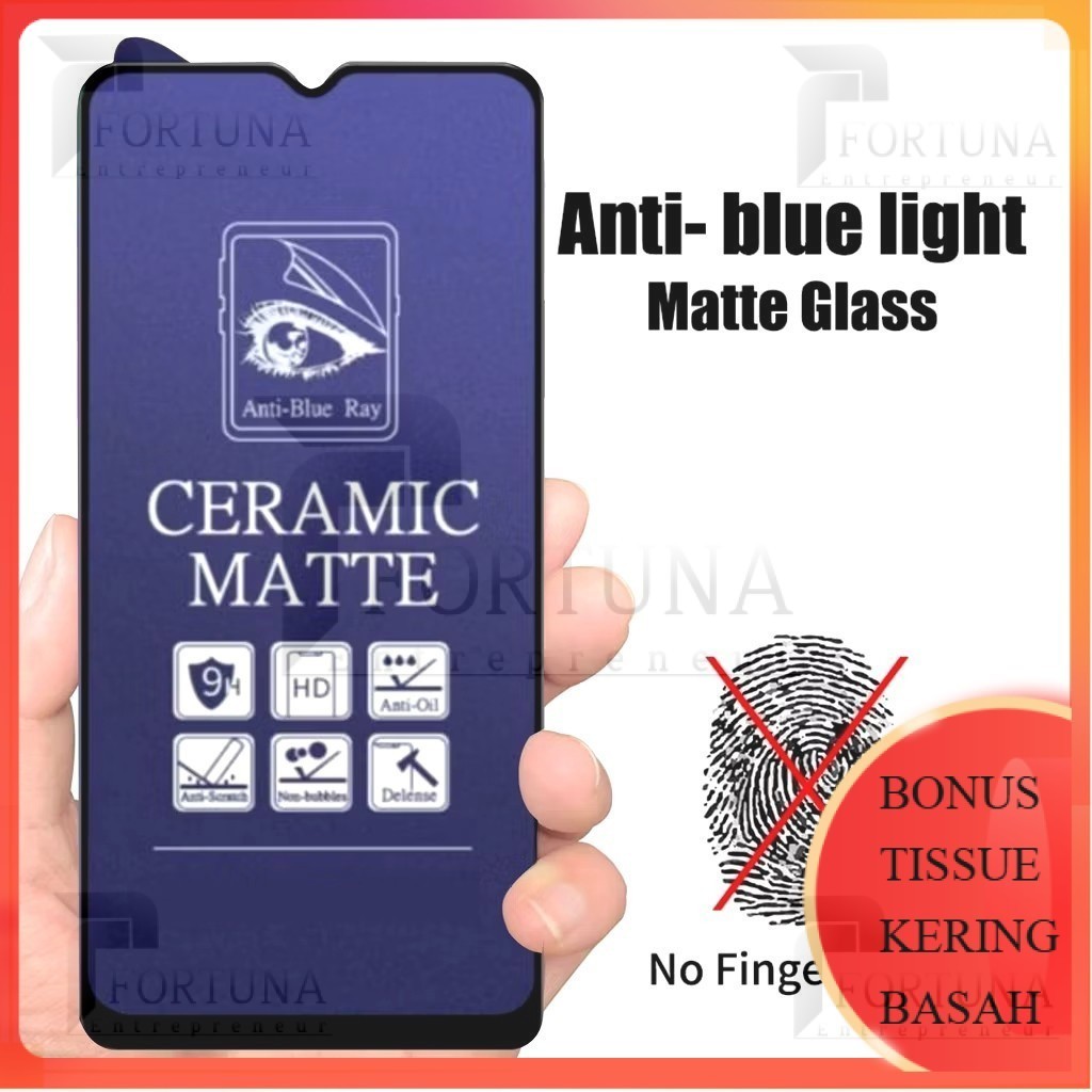 TG Ceramic Matte Blue Light Redmi 6A Tempered Glass Anti Glare Full Screen Protector