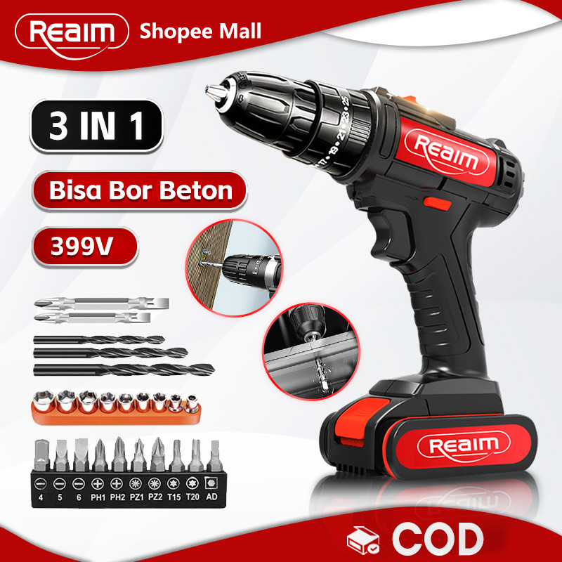 BAR - Mesin Bor Baterai Tangan Cordless Drill Battery impact drill Cordless Electric Drill Impact Co