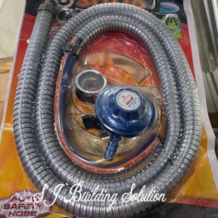 Regulator SOLID Gas Selang Paket Spiral - SOLID Kepala Gas Bagus, Aman ;Selang Gas Flexible Paket SO