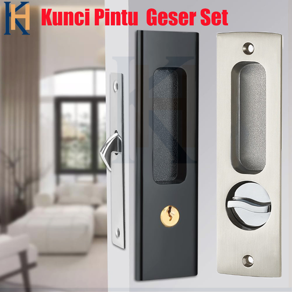 Rolloficial Aluminium Kunci pintu senyap Kunci Pintu Sliding Geser Set Kunci Pintu Geser Kabinet Int