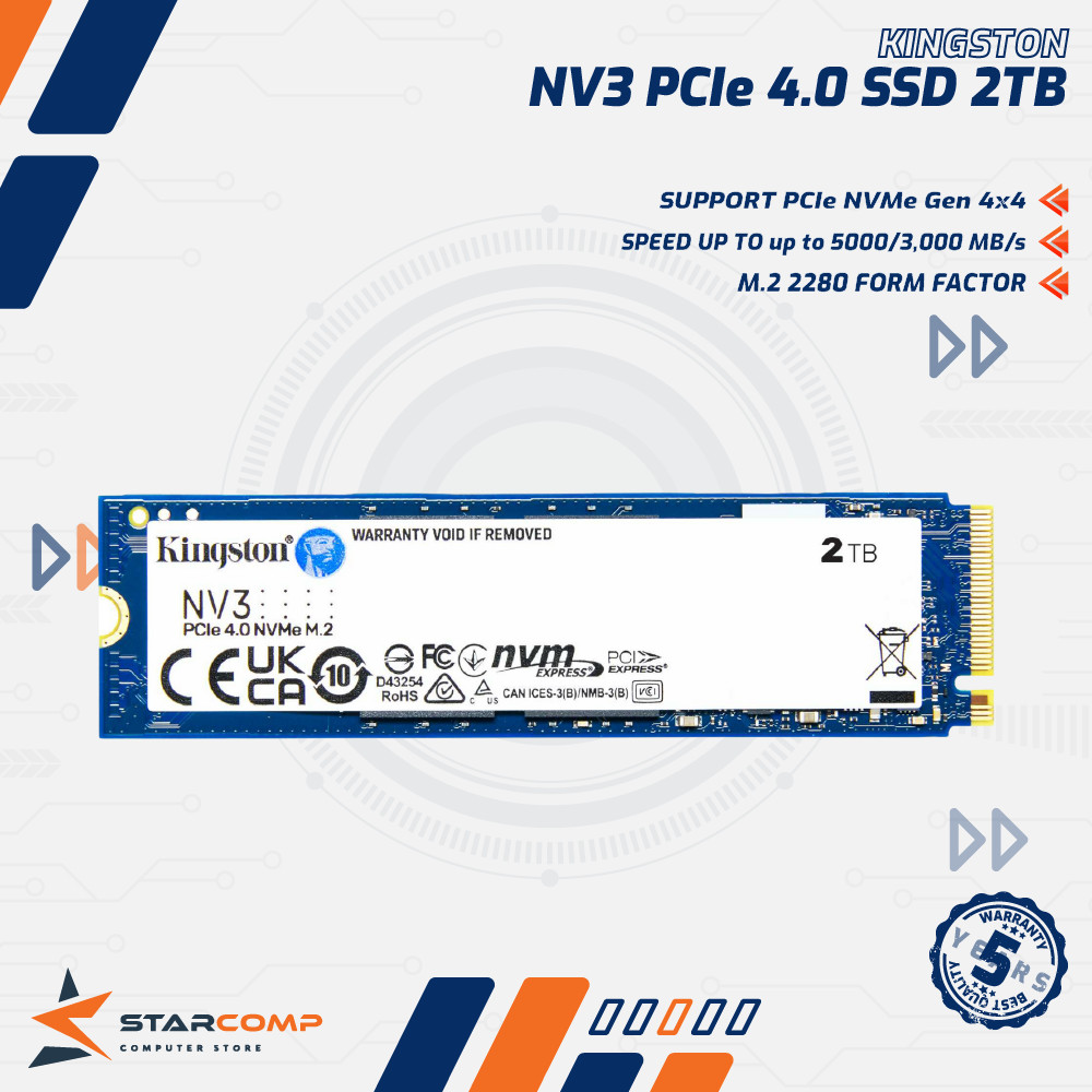 Kingston NV3 2TB SSD Internal M.2 NVMe 2280 PCIe Gen 4x4 NV 3