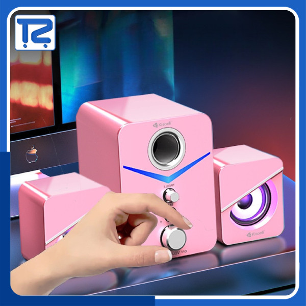 KISONLI Speaker Komputer/Laptop U3100 Bass, Treble And Subwoofer - Pink