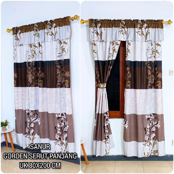 READY Paket 6 Pcs Gorden Serut untuk Pintu atau Jendela Ukuran 80x200 cm Kain Penutup dan Pemanis