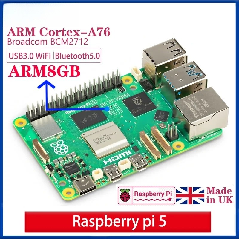 Placa Raspberry Pi 5 8GB e kit Pi5 8GB, bcm2712, cartão