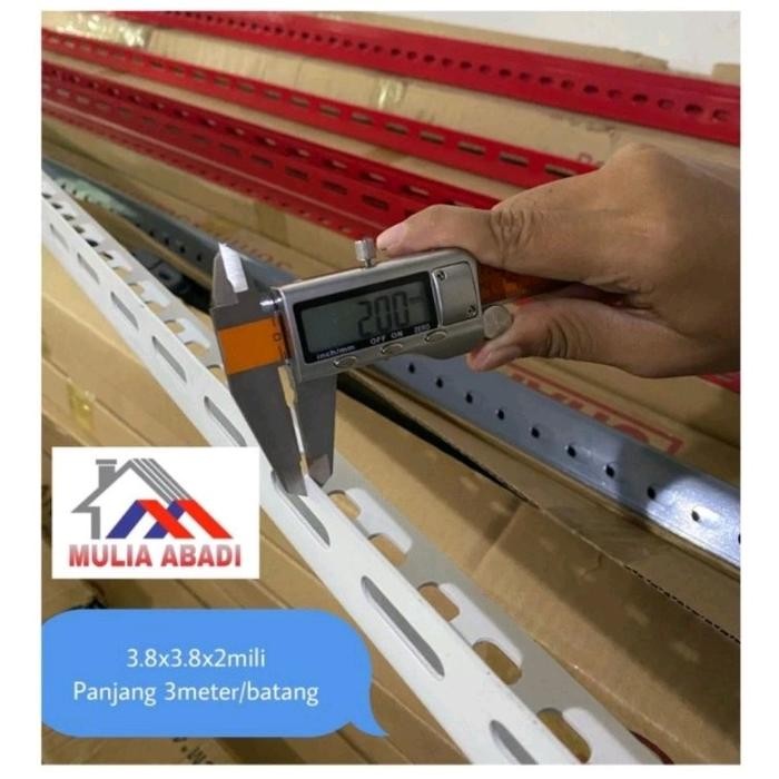 Besi siku lubang 2mili PUTIH/Besi siku rak 2mili×38mm×3meter TEBAL