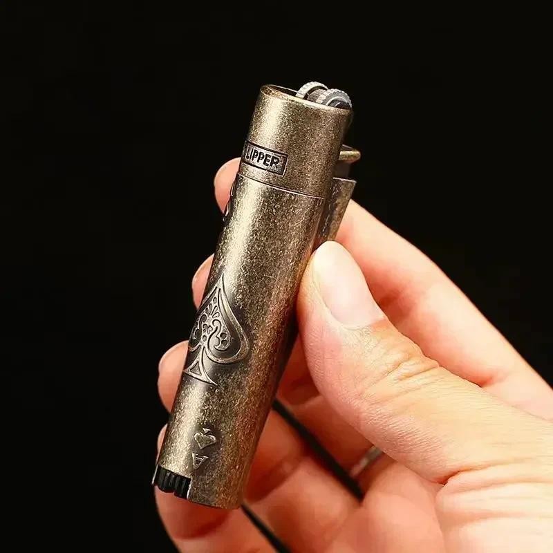 New Clipper Spades A Metal Fireless Butane Gas Jet Tor Lighter Portable Grinng Wheel Flint Inflatabl
