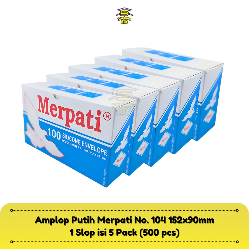 (1 slop) 500 lbr Amplop Putih Merpati 104 LEM / Amplop Uang / Amplop Surat