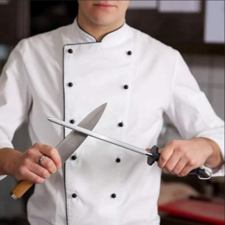 (O5) TONGKAT ASAHAN PISAU KRISTAL PANJANG asli genuine pengasah daging 28 cm 30 cm stik asah kristal