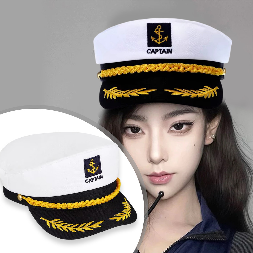 Topi Kapten,Topi Captain Pelaut Topi Sailor Navy Uniseks Topi Kapten Kapal Sailor Hat Barang Fesyen
