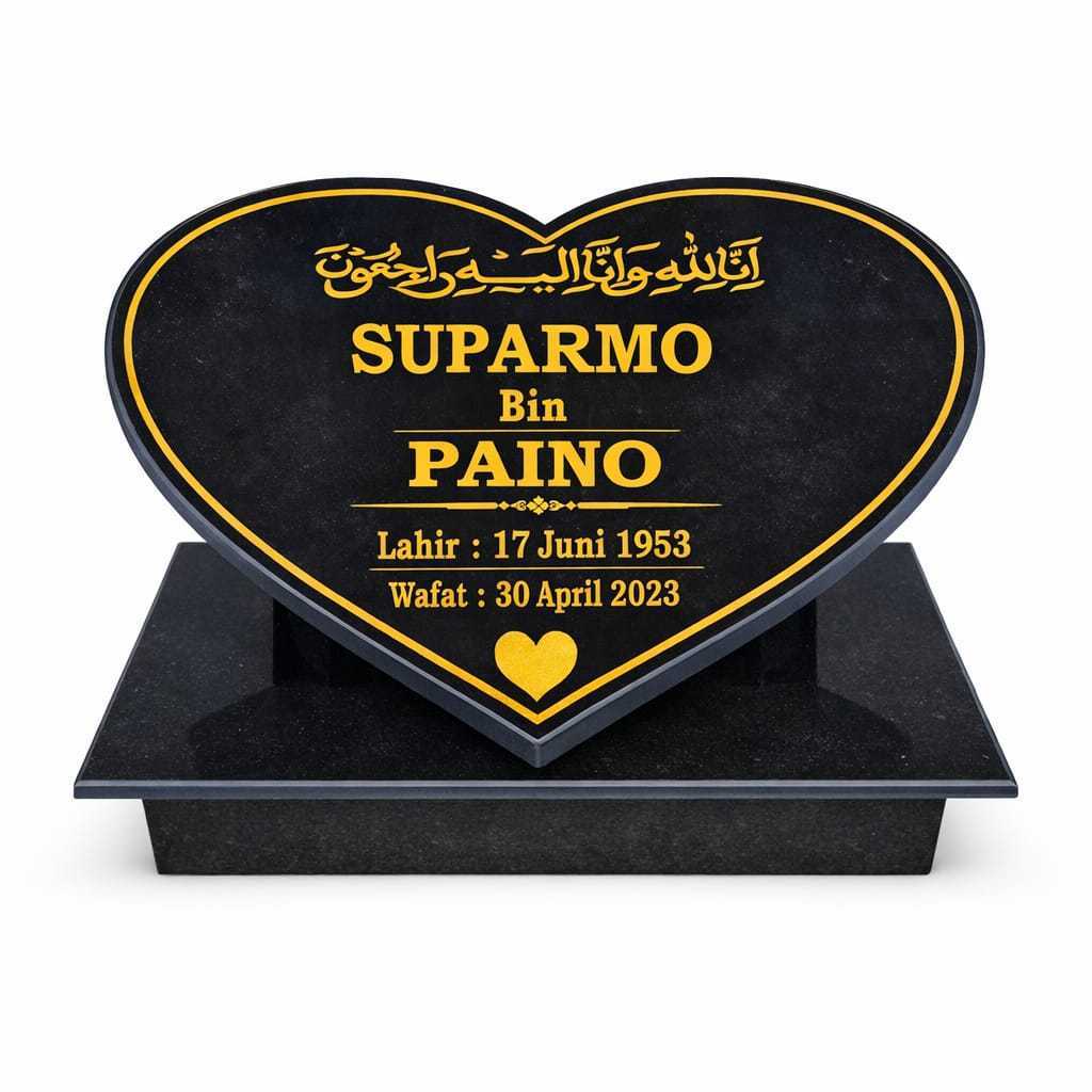 DUNIA NISAN Cahaya Nisan - Batu Nisan Lempeng Love Dudukan 30x20 CM Bentuk Love Tanpa Potong Tengah