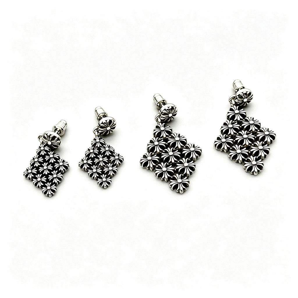 Anting Rantai Bunga Salib Rhombus Kecil Besar Anting Salib Pria dan Wanita