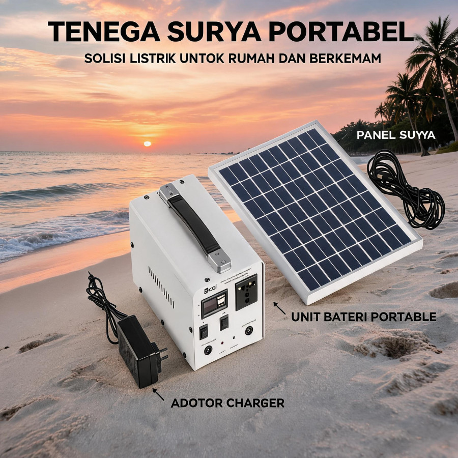PORTABLE SOLAR GENERATOR HOME LIGHTING & CHARGING SISTEM TENAGA SURYA