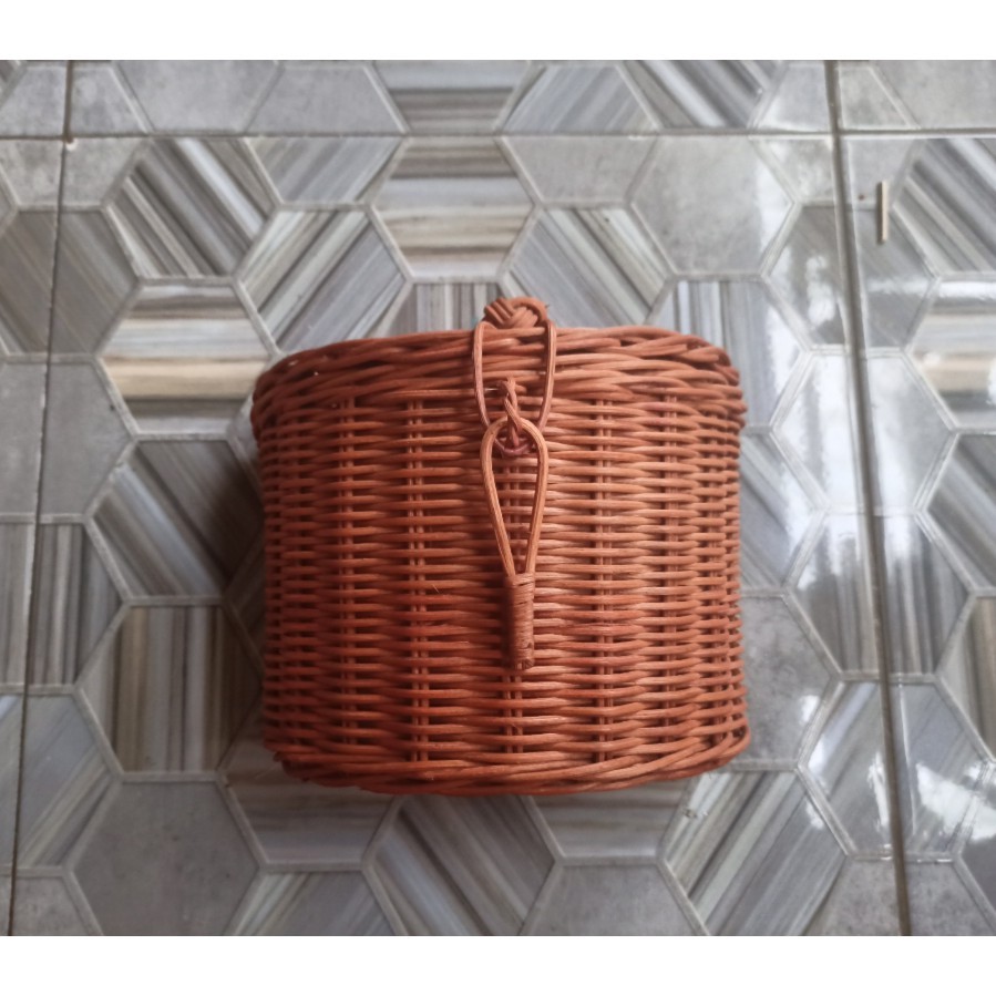 Keranjang Sepeda Anak Cokelat Rattan Unik