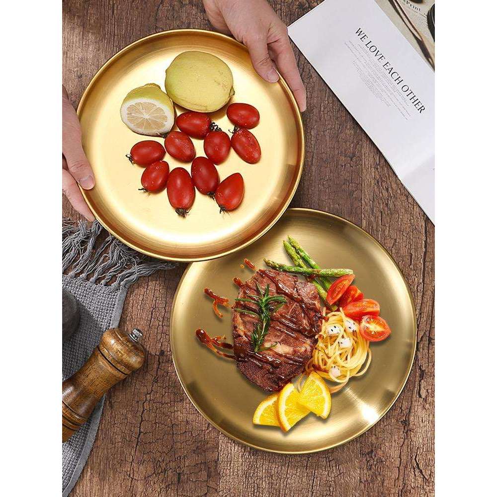 Piring Makan Korea / Piring Makan sultan Emas Aesthetic Stainless