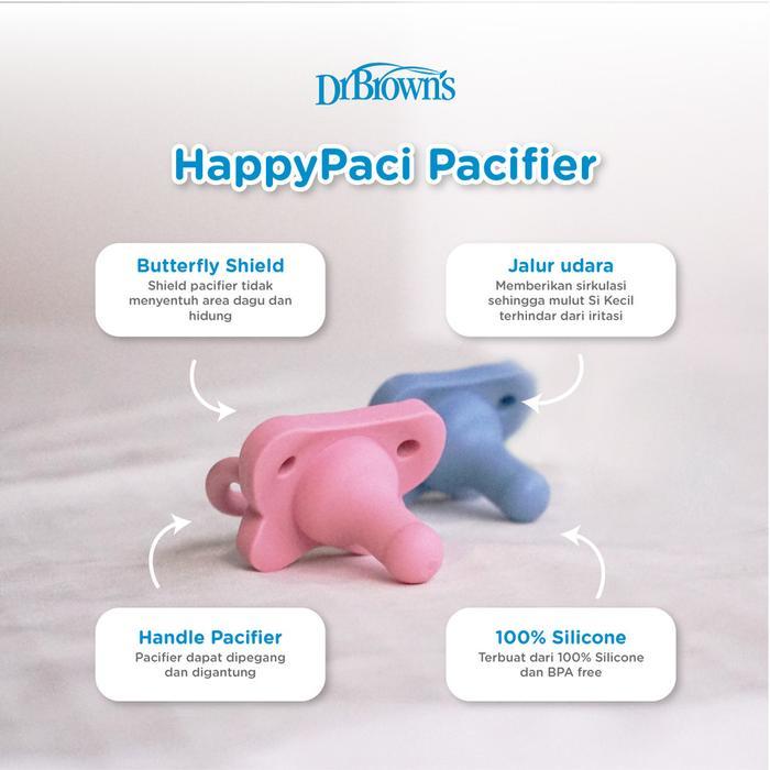 TD - Dr browns brown HappyPaci One Piece Pacifier Empeng bayi - PACI PINK