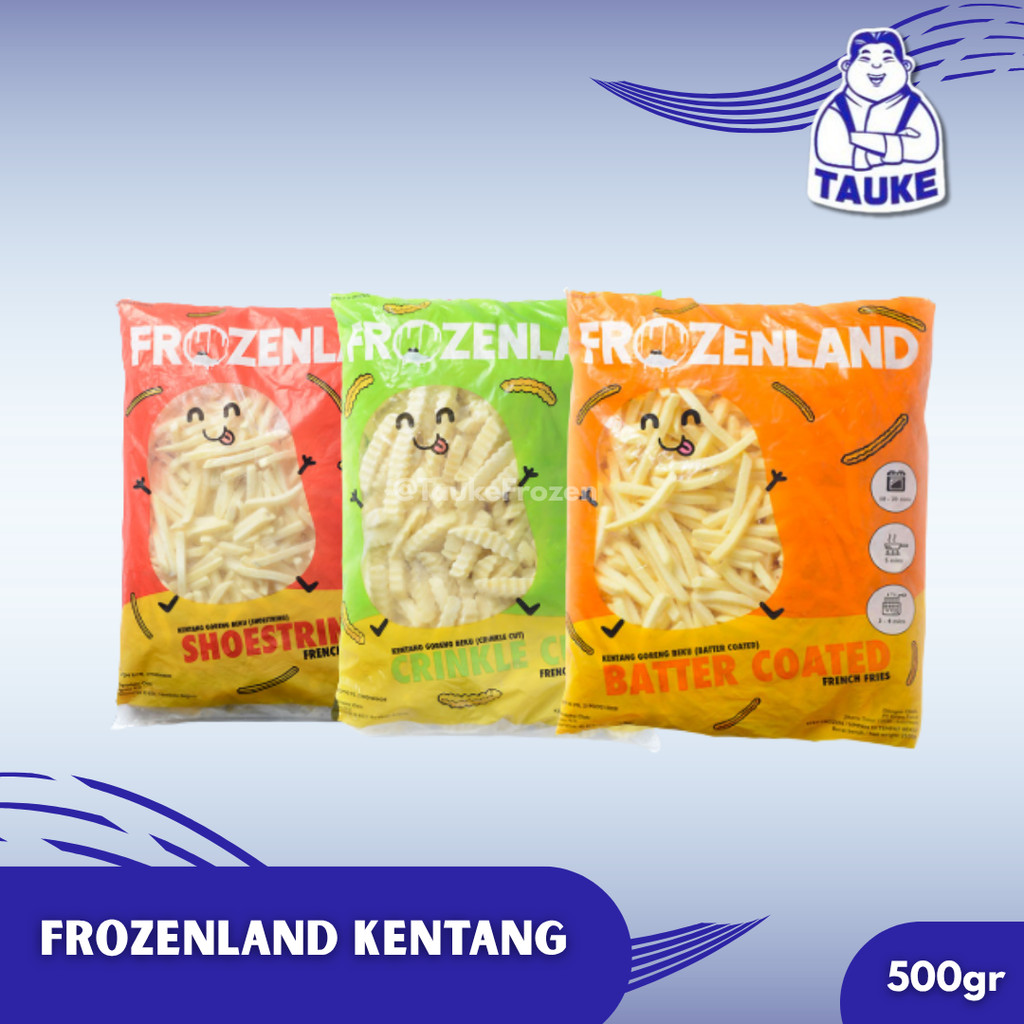 Frozenland Kentang  Shoestring / Crinkle / Batter Coatted | Kentang Frozen 500gr | Kentang Goreng | 