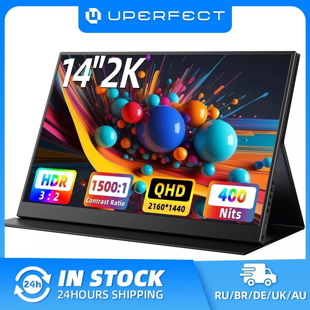 UPERFECT 14" 2K Portable Monitor 2160*1440 QHD External splay with Dual Speakers HDR FreeSync Second