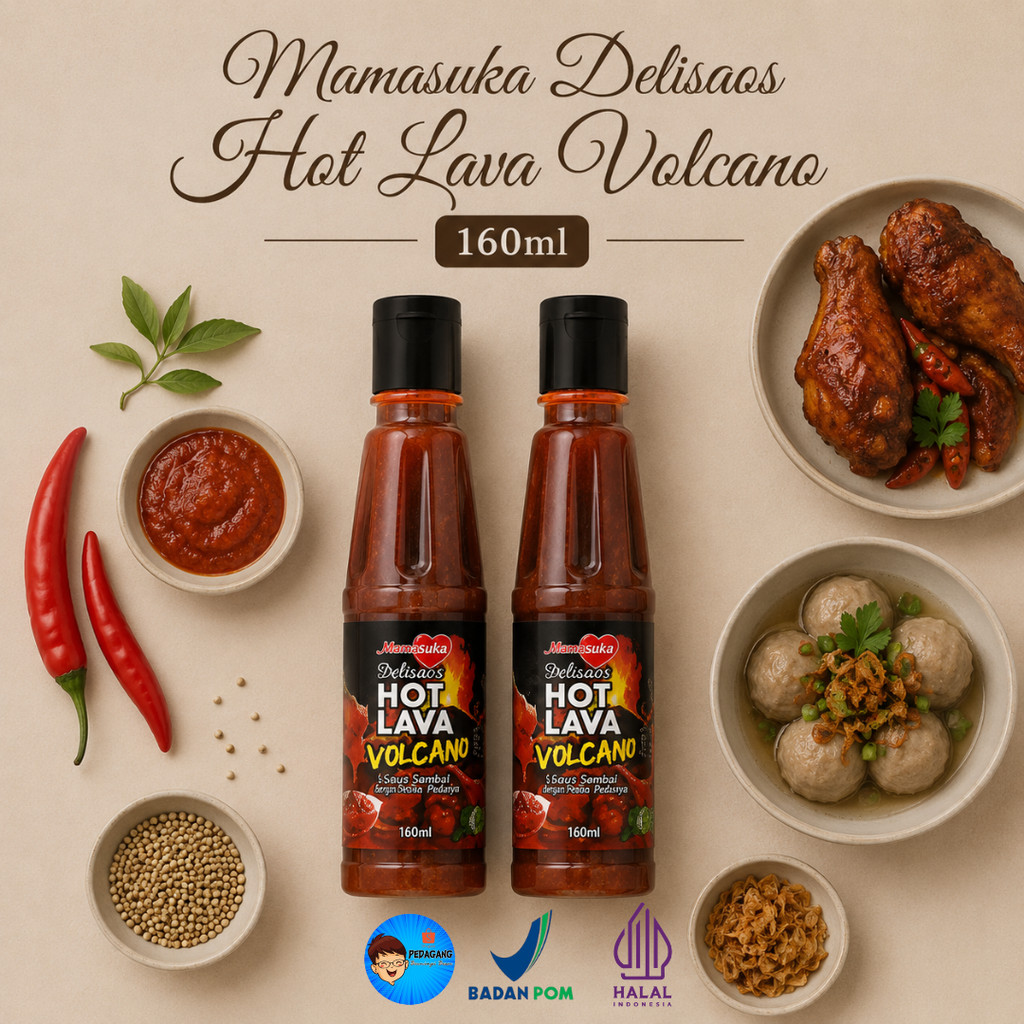LIVE [PBB] Mamasuka Delisaos Hot Lava Volcano 160ml / Saus Pedas Ekstrem Volcano / Chili Sauce Super
