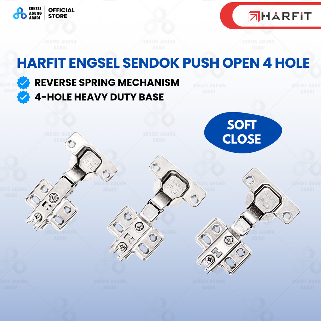 Engsel Sendok Harfit Push Open 4 Hole - Engsel Pintu Lemari Handleless (Push-to-Open)