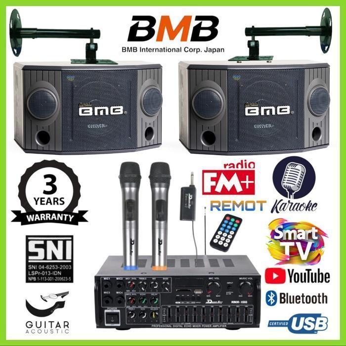 Paket Sound System Speaker BMB Ampli BMB Mic Wireless BMB Komplit Set