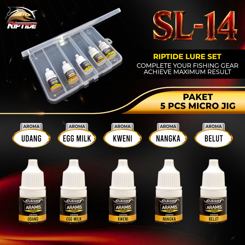 RIPTIDE SL-14 Set 5 pcs Umpan Pancing Essen Aramis Aroma Gacor untuk Galatama Kolam Harian Lengkap D