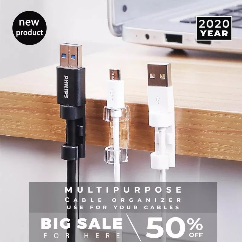 Terbaru SUPER STRONG MAGIC CLIP MINI CORD ORGANIZER CABLE HOLDER Penjepit Kabel Organizer Organiser