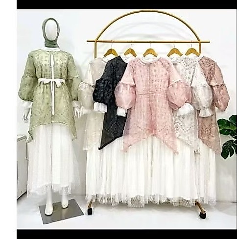 PRELOVED GAUN DRESS GAMIS KONDANGAN LEBARAN BRUKAT TILE WARNA HITAM