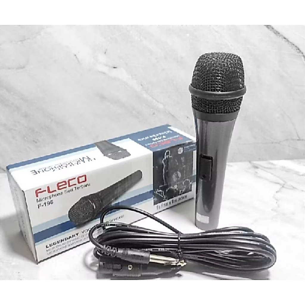 TERBARU 2026 FLECO F-196 MIKROFON KARAOKE KABEL 5 METER SUARA JERNIH