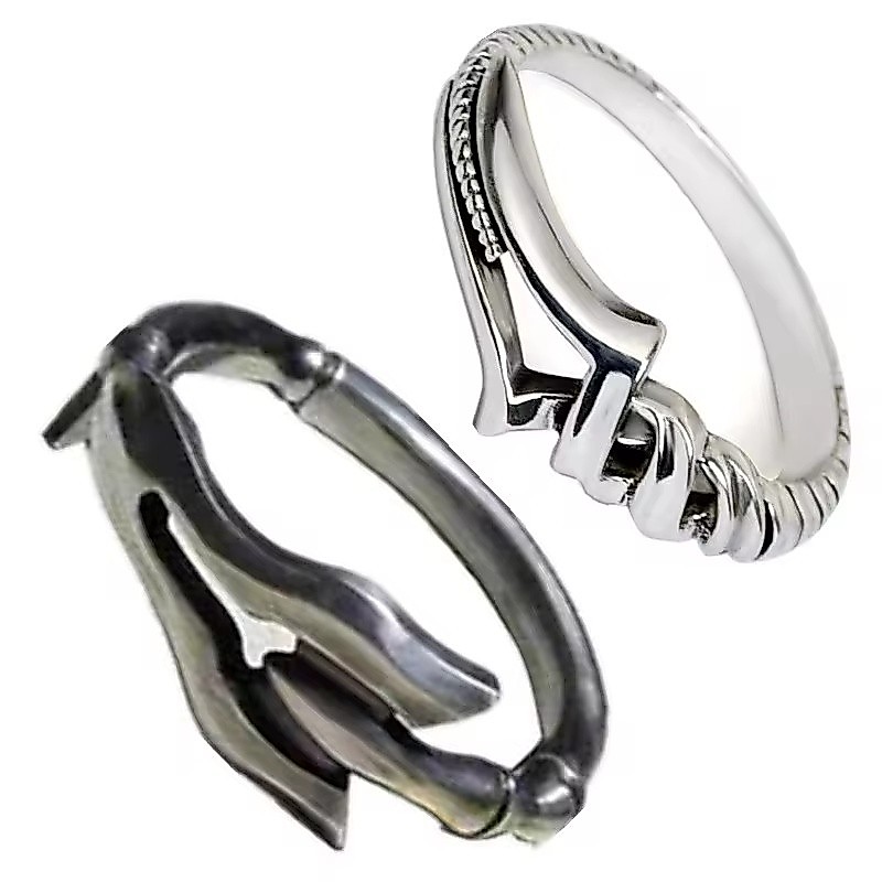 Cincin Logam Warna Perak Properti Cosplay Anime Spear of Longinus, Dapat Disesuaikan, Unisex