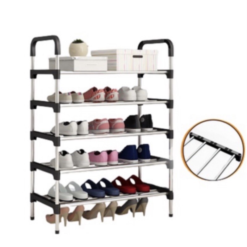 Promo RAK SEPATU 5 SUSUN / RAK SENDAL 5 Layer Portable Plastik/Besi Multifungsi Tempat Sandal Simple