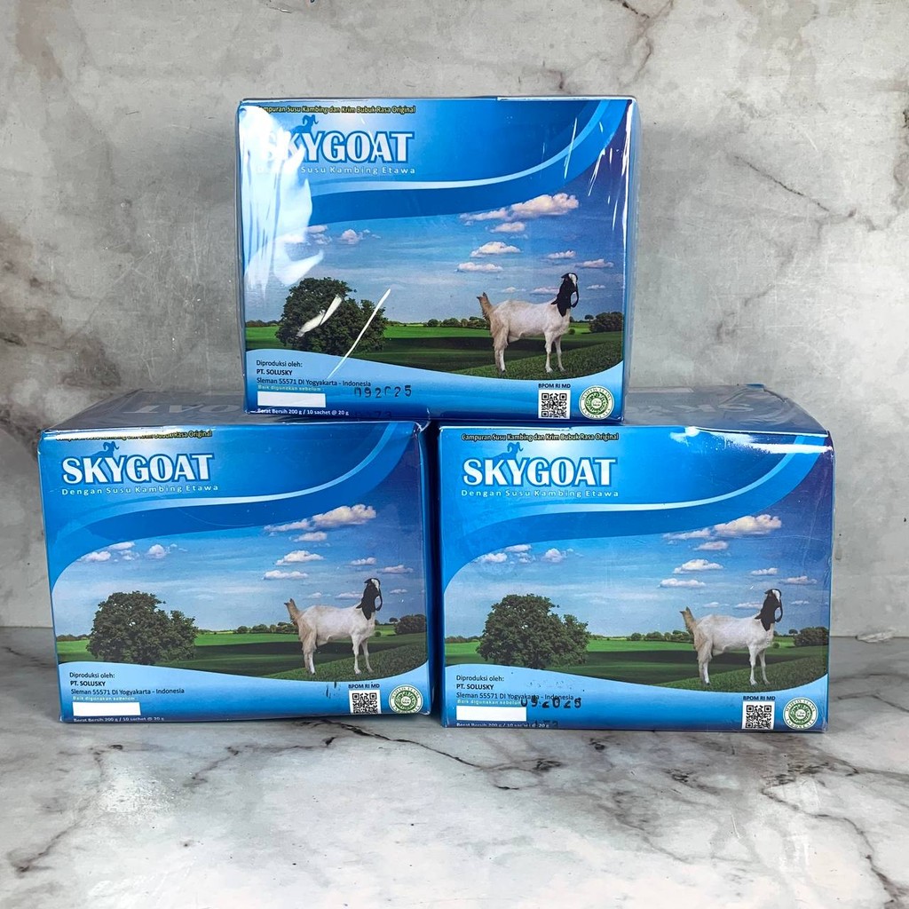 

SUSU KAMBING ETAWA SKYGOAT KEMASAN BOX 200GR (1PACK ISI 10SACHET)