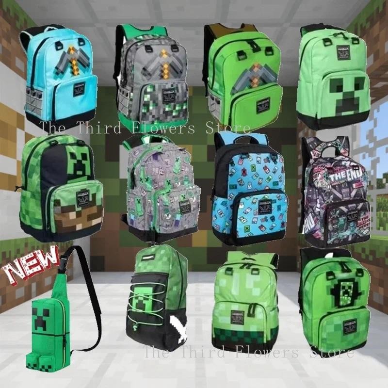 MC Minecrafte Backpack Toys Creeper End Black Dragon amond Pickaxe Toys School Bag Men Women Fashion