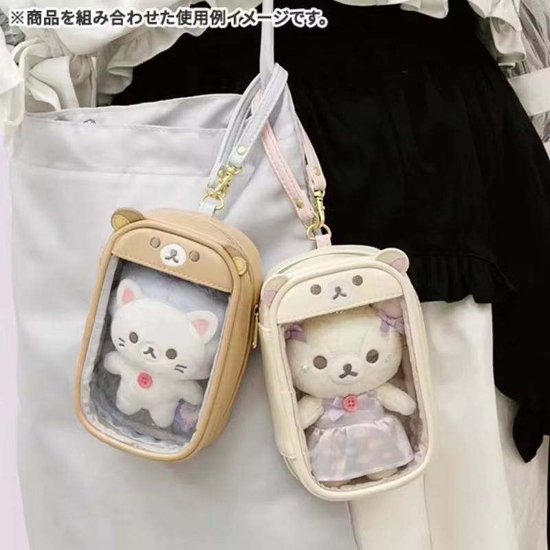 

Cute Rilakkuma Korilakkuma Bear Children Transparency PU Coin Purse Key Bag Card ID Holder Small Wallets For Women