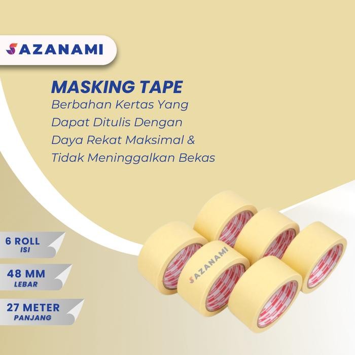 

promo Lakban Kertas Masking Tape 2" 48mm x 27m Sazanami Tape isolasi kertas terlaris