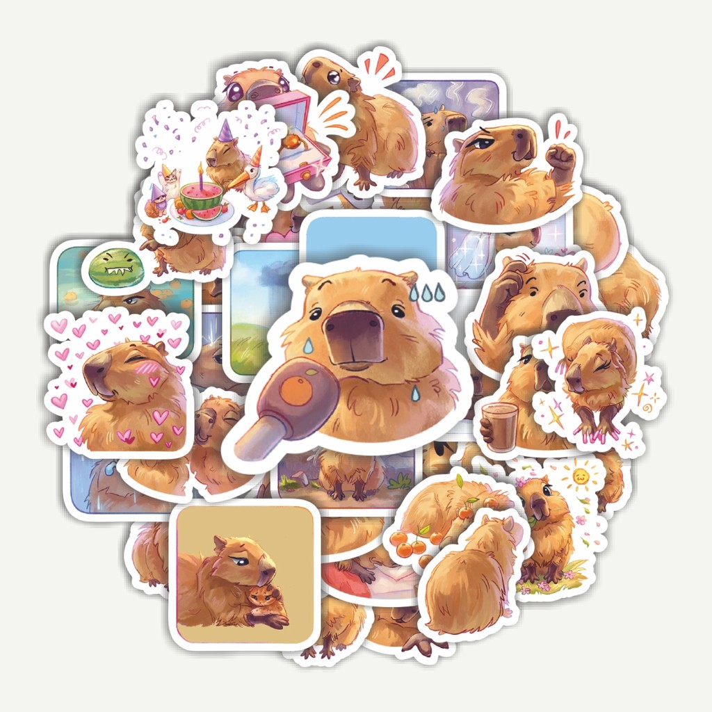 

Sticker Pack Stiker Kartun Carbonara The Capybara | Sticker TUMBLR | Stiker LAPTOP KOPER HELM
