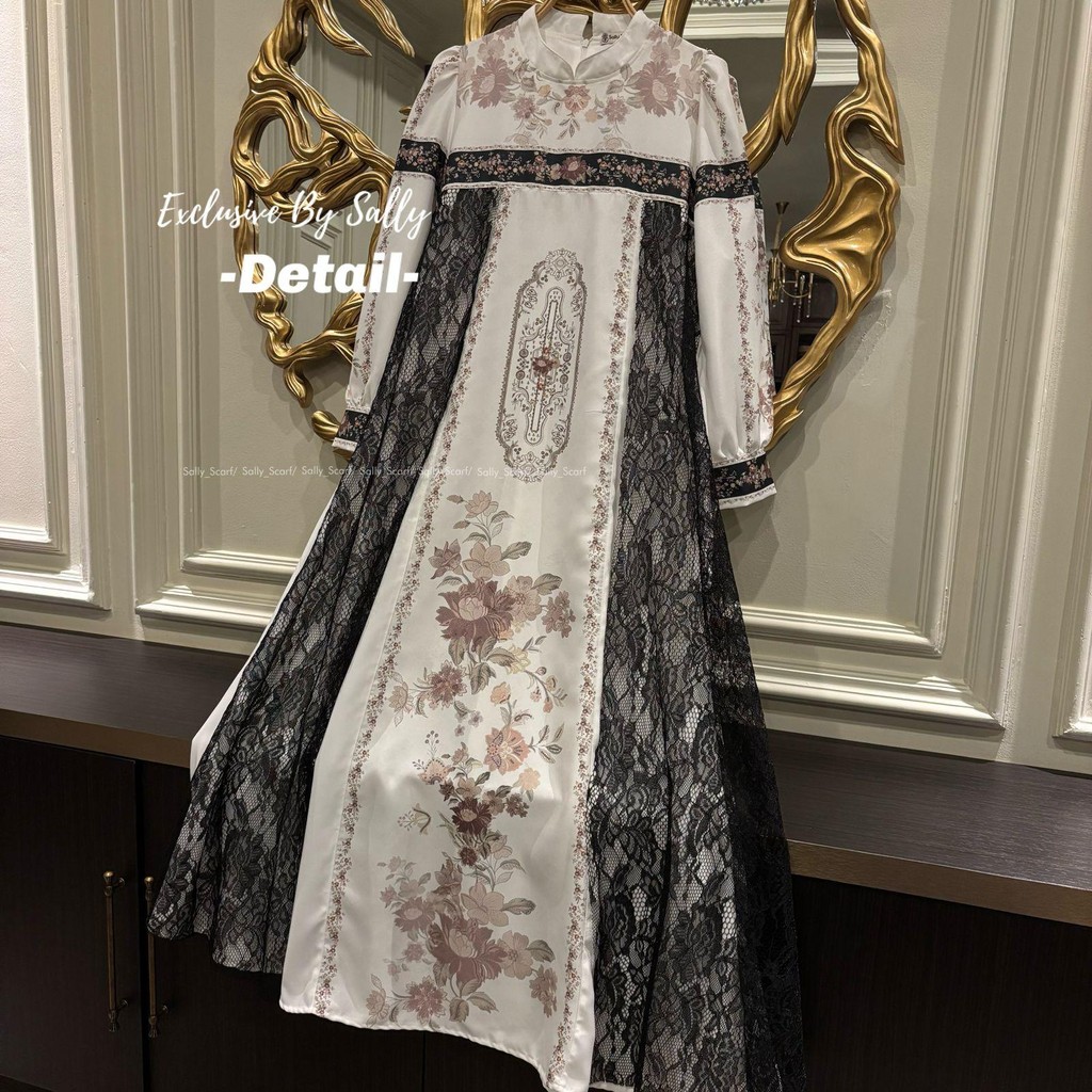 Sally Scarf- Laila Dress printing Exclusive Brukat Lace/ daily / dress kondangan