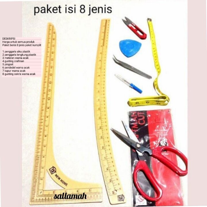 . penggaris , pola jahit 1 set  isi 8 jenis/ mistar / jidar / penggaris , pola baju /  kebutuhan men