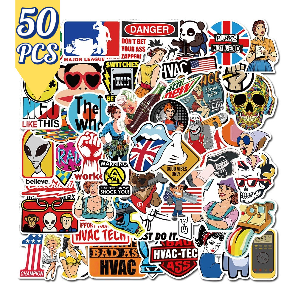 

Stiker Logo Brand 50 PCS | Stiker Merek Eropa & Amerika Anti Air untuk Motor, Helm, Laptop, Koper