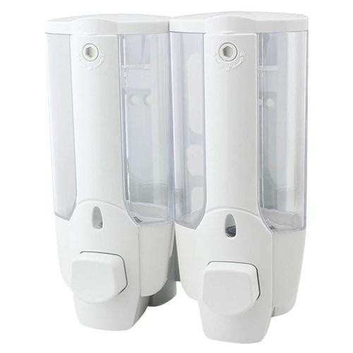

DOUBLE Soap Dispenser Sabun Cair Hotel 2 Tabung Dinding Kamar Mandi WC Shampoo Disinfectant Semprot Gel Liquid - Putih